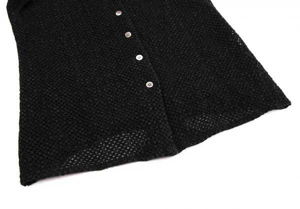 アツロウタヤマA.T ATSURO TAYAMA メッシュ編みギャザースリーブ半袖シャツ 黒M位 K-113476_008