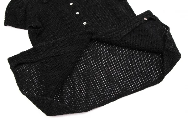 アツロウタヤマA.T ATSURO TAYAMA メッシュ編みギャザースリーブ半袖シャツ 黒M位 K-113476_009