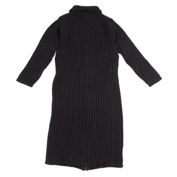 ヨウジヤマモト ファムYohji Yamamoto FEMMEロング丈ジップアップローゲージニット 黒M K-113497_010