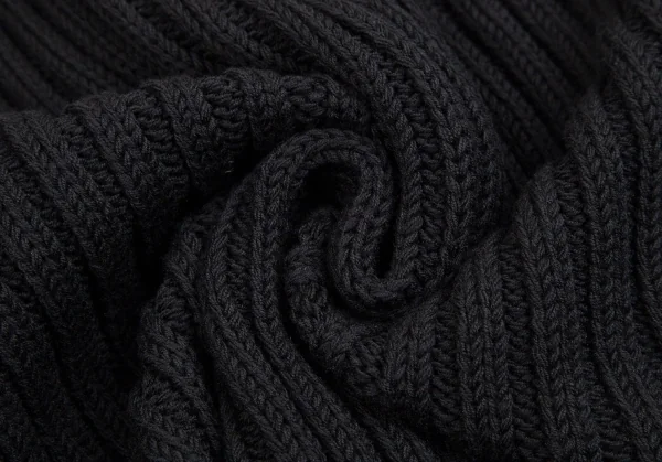 ヨウジヤマモト ファムYohji Yamamoto FEMMEロング丈ジップアップローゲージニット 黒M K-113497_011