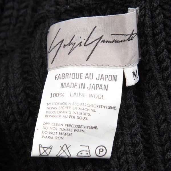 ヨウジヤマモト ファムYohji Yamamoto FEMMEロング丈ジップアップローゲージニット 黒M K-113497_013