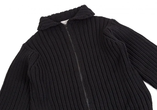 ヨウジヤマモト ファムYohji Yamamoto FEMMEロング丈ジップアップローゲージニット 黒M K-113497_003