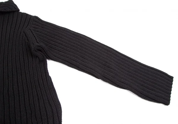 ヨウジヤマモト ファムYohji Yamamoto FEMMEロング丈ジップアップローゲージニット 黒M K-113497_005