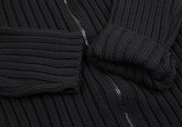 ヨウジヤマモト ファムYohji Yamamoto FEMMEロング丈ジップアップローゲージニット 黒M K-113497_006