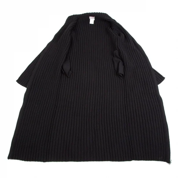 ヨウジヤマモト ファムYohji Yamamoto FEMMEロング丈ジップアップローゲージニット 黒M K-113497_009