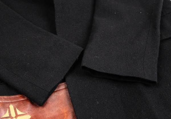 ヨウジヤマモト ファムYohji Yamamoto FEMME モノグラムレザー切替プリーツスカートドッキングジャケット 黒1 K-113499_007