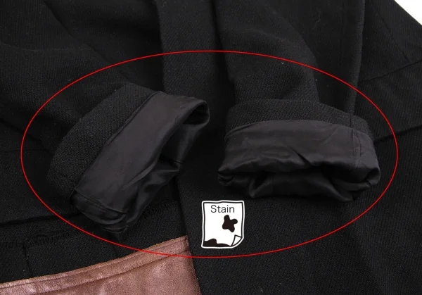 ヨウジヤマモト ファムYohji Yamamoto FEMME モノグラムレザー切替プリーツスカートドッキングジャケット 黒1 K-113499_008