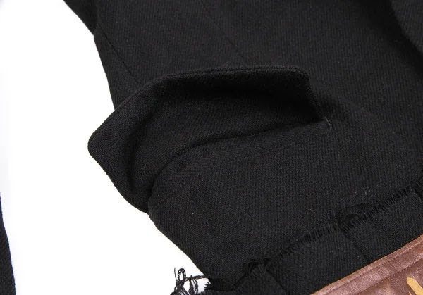 ヨウジヤマモト ファムYohji Yamamoto FEMME モノグラムレザー切替プリーツスカートドッキングジャケット 黒1 K-113499_010