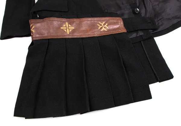 ヨウジヤマモト ファムYohji Yamamoto FEMME モノグラムレザー切替プリーツスカートドッキングジャケット 黒1 K-113499_011