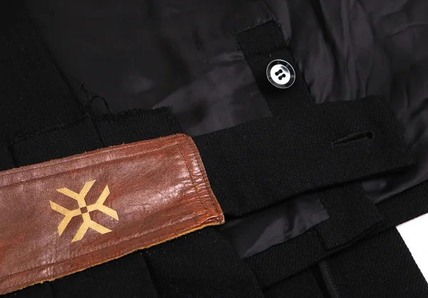 ヨウジヤマモト ファムYohji Yamamoto FEMME モノグラムレザー切替プリーツスカートドッキングジャケット 黒1 K-113499_012