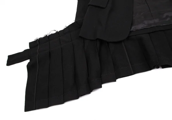 ヨウジヤマモト ファムYohji Yamamoto FEMME モノグラムレザー切替プリーツスカートドッキングジャケット 黒1 K-113499_013