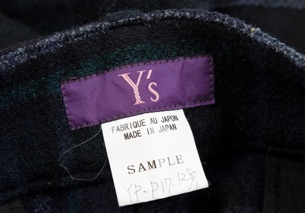 タケシコウサカバイ ワイズ ピンクレーベルTAKESHI KOSAKA by Y's Pink Label タータンチェックタックショートパンツ 青緑黒M位 K-113509_011