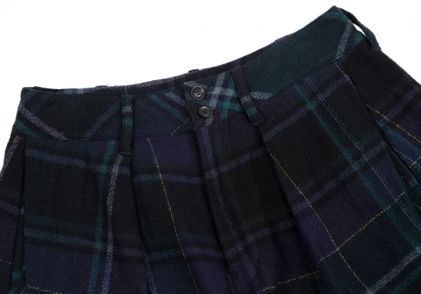 タケシコウサカバイ ワイズ ピンクレーベルTAKESHI KOSAKA by Y's Pink Label タータンチェックタックショートパンツ 青緑黒M位 K-113509_002