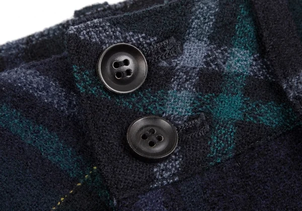 タケシコウサカバイ ワイズ ピンクレーベルTAKESHI KOSAKA by Y's Pink Label タータンチェックタックショートパンツ 青緑黒M位 K-113509_004