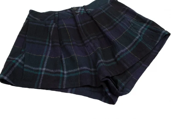 タケシコウサカバイ ワイズ ピンクレーベルTAKESHI KOSAKA by Y's Pink Label タータンチェックタックショートパンツ 青緑黒M位 K-113509_006