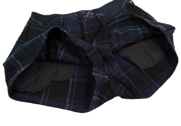 タケシコウサカバイ ワイズ ピンクレーベルTAKESHI KOSAKA by Y's Pink Label タータンチェックタックショートパンツ 青緑黒M位 K-113509_007