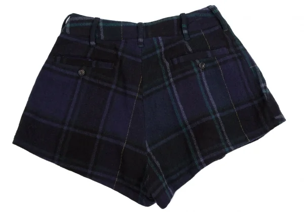 タケシコウサカバイ ワイズ ピンクレーベルTAKESHI KOSAKA by Y's Pink Label タータンチェックタックショートパンツ 青緑黒M位 K-113509_008