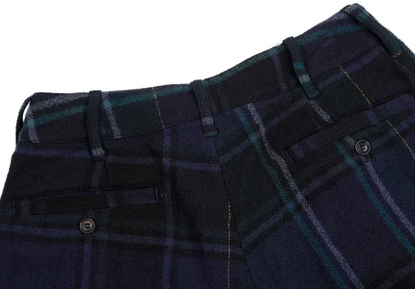 タケシコウサカバイ ワイズ ピンクレーベルTAKESHI KOSAKA by Y's Pink Label タータンチェックタックショートパンツ 青緑黒M位 K-113509_009