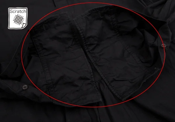 タケシコウサカバイ ワイズ ピンクレーベルTAKESHI KOSAKA by Y's Pink Label コットンフロントギャザーデザインプルオーバーロングシャツ 黒2 K-113510_010