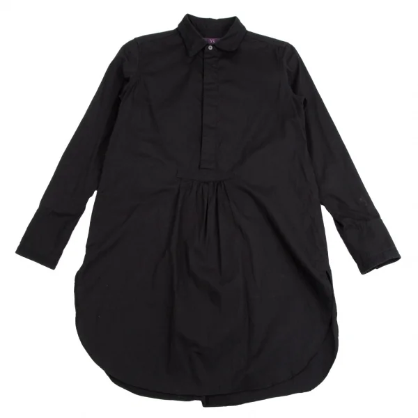 タケシコウサカバイ ワイズ ピンクレーベルTAKESHI KOSAKA by Y's Pink Label コットンフロントギャザーデザインプルオーバーロングシャツ 黒2 K-113510_002