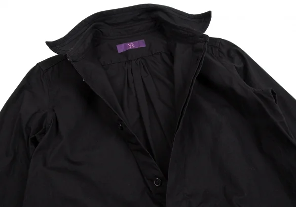 タケシコウサカバイ ワイズ ピンクレーベルTAKESHI KOSAKA by Y's Pink Label コットンフロントギャザーデザインプルオーバーロングシャツ 黒2 K-113510_007