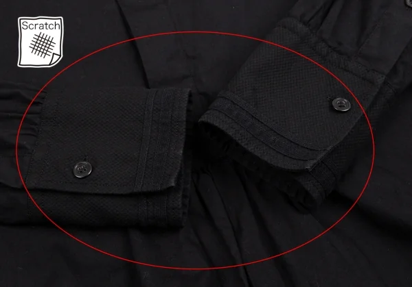 タケシコウサカバイ ワイズ ピンクレーベルTAKESHI KOSAKA by Y's Pink Label コットンフロントギャザーデザインプルオーバーロングシャツ 黒2 K-113510_009