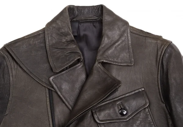 エヌハリウッド N.HOOLYWOOD レザーモーターサイクルジャケット 焦げ茶36 K-113519_002