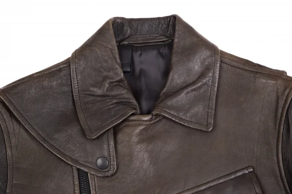 エヌハリウッド N.HOOLYWOOD レザーモーターサイクルジャケット 焦げ茶36 K-113519_003