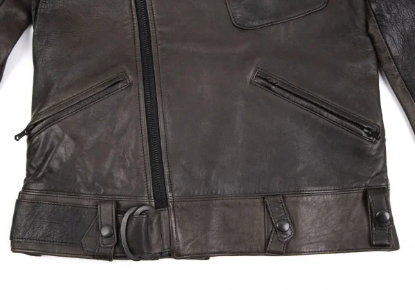 エヌハリウッド N.HOOLYWOOD レザーモーターサイクルジャケット 焦げ茶36 K-113519_009