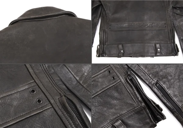 エヌハリウッド N.HOOLYWOOD レザーモーターサイクルジャケット 焦げ茶38 K-113520_015