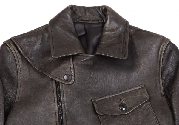 エヌハリウッド N.HOOLYWOOD レザーモーターサイクルジャケット 焦げ茶38 K-113520_003