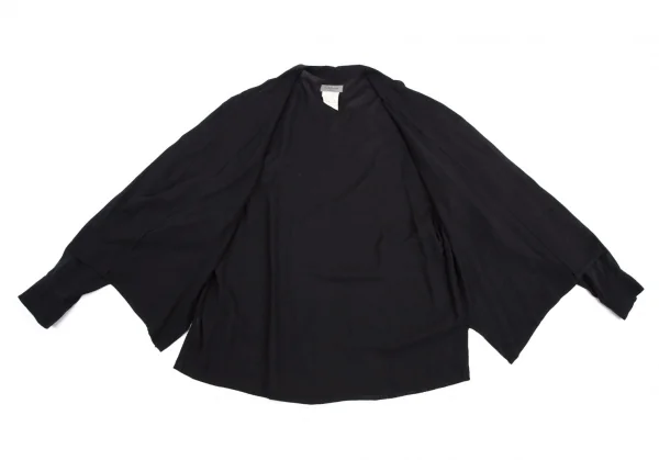 ヨウジヤマモト プールオムYohji Yamamoto POUR HOMME ハンドドローイングラインプリントレーヨンオープンカラーシャツ 黒M位 K-113529_010