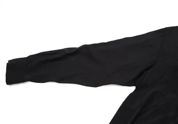 ヨウジヤマモト プールオムYohji Yamamoto POUR HOMME ハンドドローイングラインプリントレーヨンオープンカラーシャツ 黒M位 K-113529_007