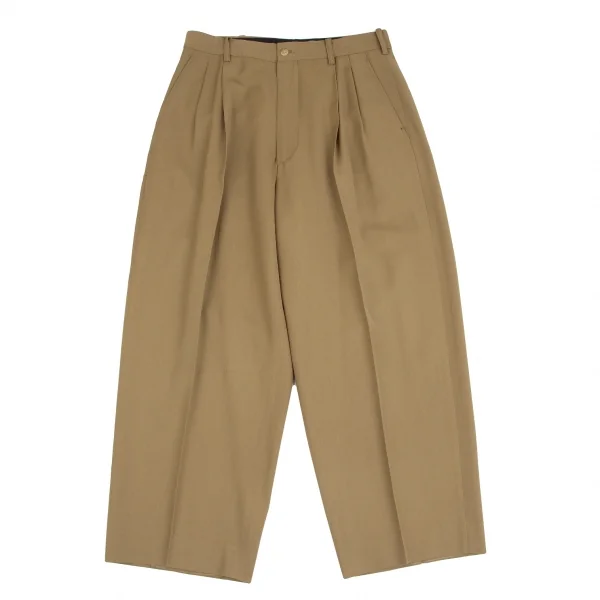 ヨウジヤマモト プールオムYohji Yamamoto POUR HOMMEウールギャバツータックパンツ ブラウンM K-113551_001