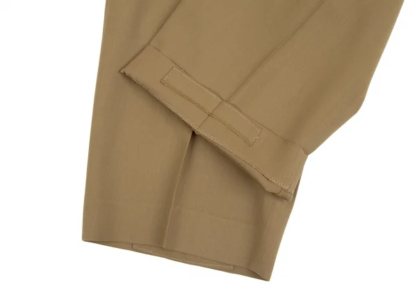 ヨウジヤマモト プールオムYohji Yamamoto POUR HOMMEウールギャバツータックパンツ ブラウンM K-113551_010