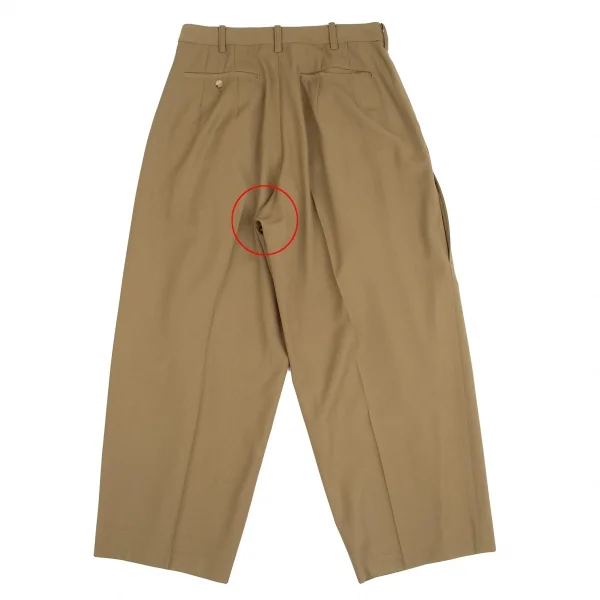 ヨウジヤマモト プールオムYohji Yamamoto POUR HOMMEウールギャバツータックパンツ ブラウンM K-113551_011