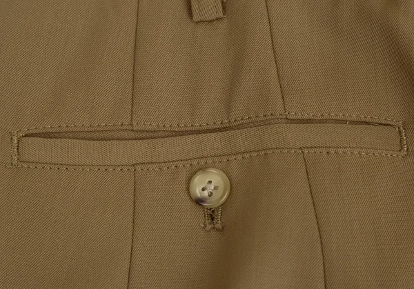 ヨウジヤマモト プールオムYohji Yamamoto POUR HOMMEウールギャバツータックパンツ ブラウンM K-113551_015