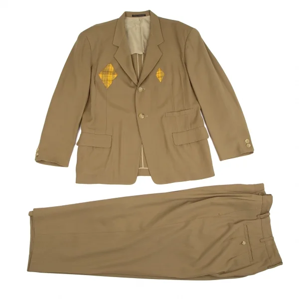 ヨウジヤマモト プールオムYohji Yamamoto POUR HOMMEウールギャバツータックパンツ ブラウンM K-113551_017