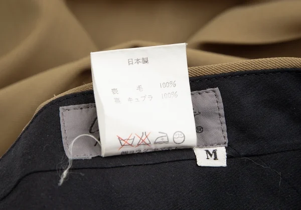 ヨウジヤマモト プールオムYohji Yamamoto POUR HOMMEウールギャバツータックパンツ ブラウンM K-113551_018