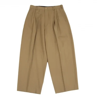 ヨウジヤマモト プールオムYohji Yamamoto POUR HOMMEウールギャバツータックパンツ