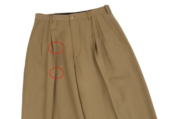 ヨウジヤマモト プールオムYohji Yamamoto POUR HOMMEウールギャバツータックパンツ ブラウンM K-113551_002