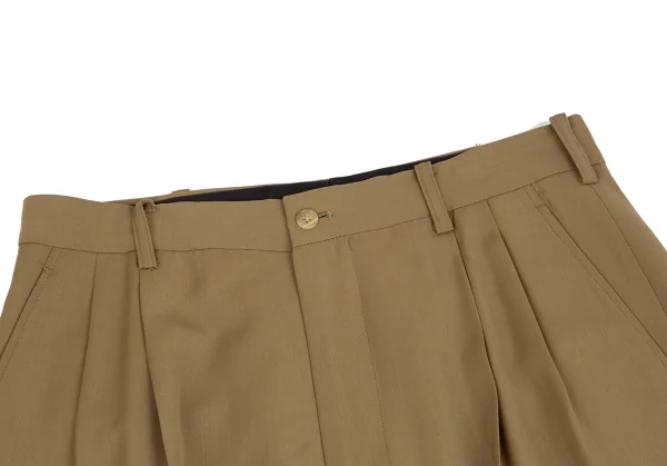 ヨウジヤマモト プールオムYohji Yamamoto POUR HOMMEウールギャバツータックパンツ ブラウンM K-113551_005