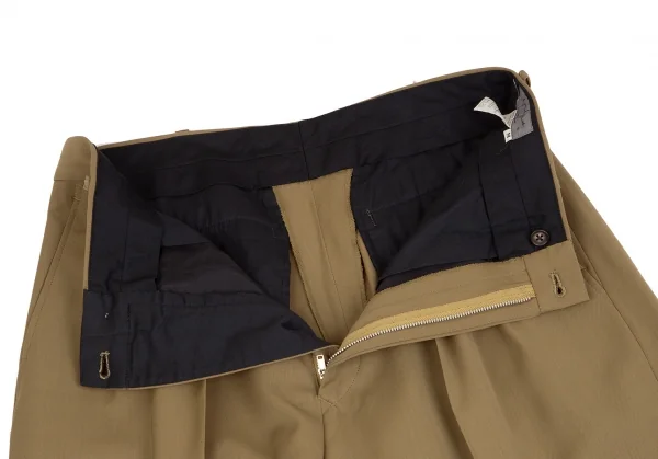 ヨウジヤマモト プールオムYohji Yamamoto POUR HOMMEウールギャバツータックパンツ ブラウンM K-113551_006