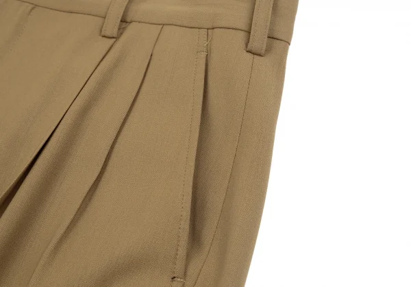 ヨウジヤマモト プールオムYohji Yamamoto POUR HOMMEウールギャバツータックパンツ ブラウンM K-113551_008