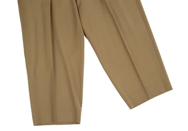 ヨウジヤマモト プールオムYohji Yamamoto POUR HOMMEウールギャバツータックパンツ ブラウンM K-113551_009