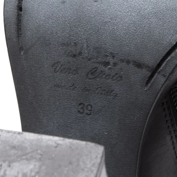 アンドゥムルメステールANN DEMEULEMEESTER レザーチャンキーヒールショートブーツ 黒39(24.5位) K-113561_013