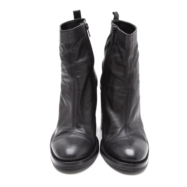 アンドゥムルメステールANN DEMEULEMEESTER レザーチャンキーヒールショートブーツ 黒39(24.5位) K-113561_002