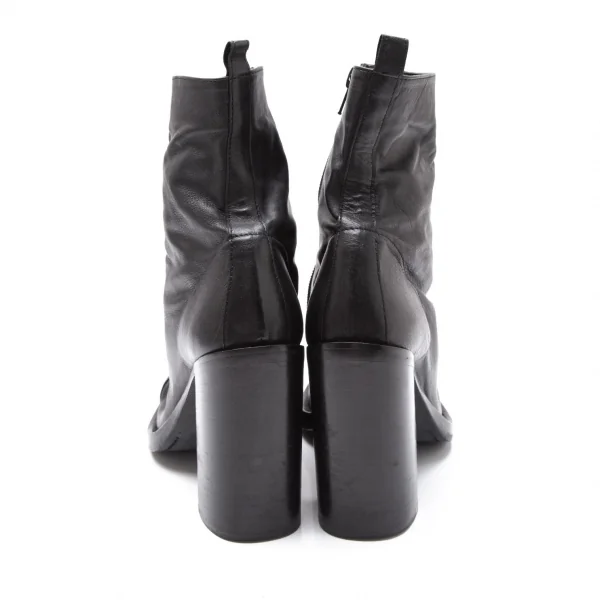 アンドゥムルメステールANN DEMEULEMEESTER レザーチャンキーヒールショートブーツ 黒39(24.5位) K-113561_006