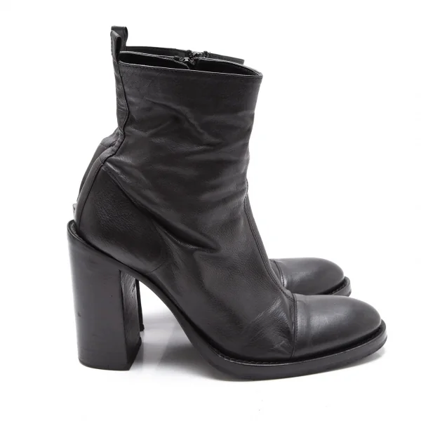 アンドゥムルメステールANN DEMEULEMEESTER レザーチャンキーヒールショートブーツ 黒39(24.5位) K-113561_007