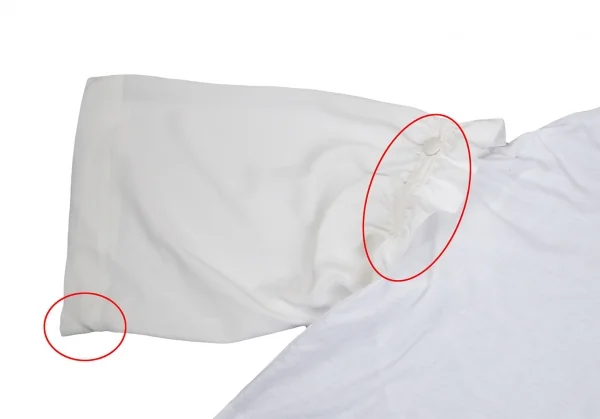 タケシコウサカバイ ワイズ ピンクレーベルTAKESHI KOSAKA by Y's Pink Label 袖着脱異素材切替カットソー 白2 K-113570_004